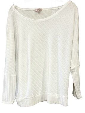 Juicy Couture White Diagonal Textured Knit Top L Cozy Lounge Y2K